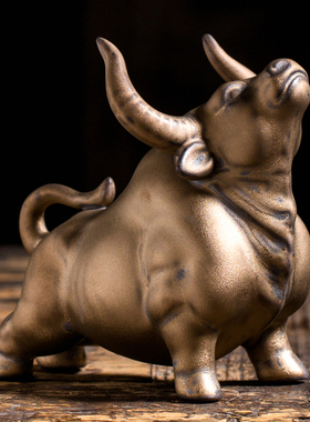 陶瓷牛招财摆件牛气冲天十二生肖新年生日礼品家居客厅玄关装饰品
