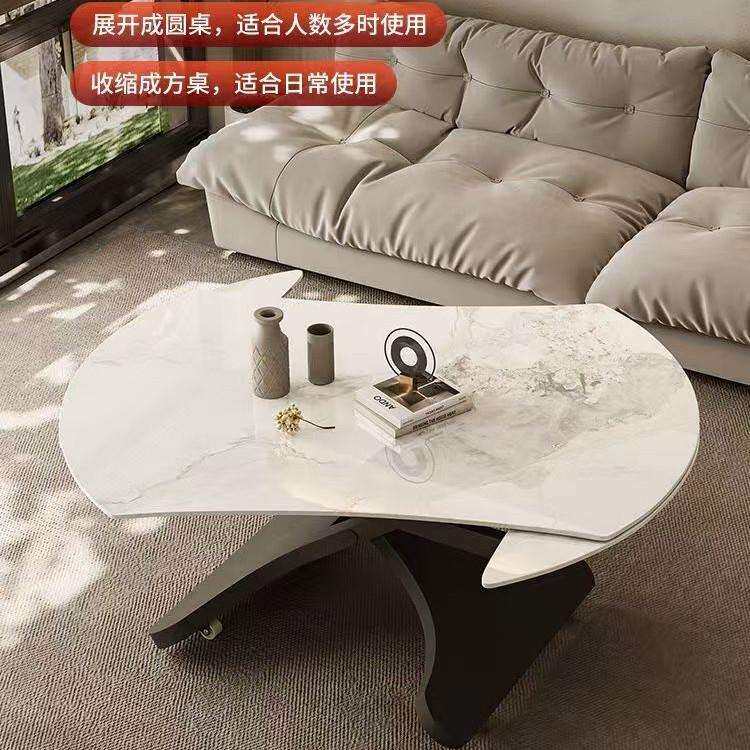 广东佛山岩板升降茶几餐桌一体方圆两用多功能客厅家用小户型移动