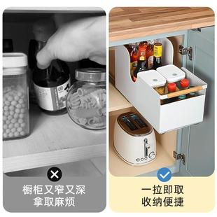 调料品置物架抽拉式窄款厨房用品分层橱柜拉篮内置式滑轨极窄抽屉