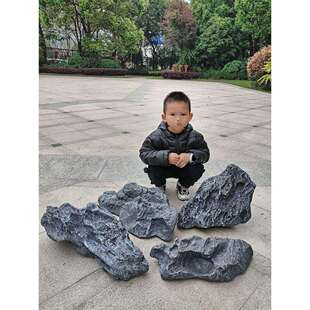 石头塑料树脂人造玻璃钢户外摆件假鹅卵石大造景假山道具