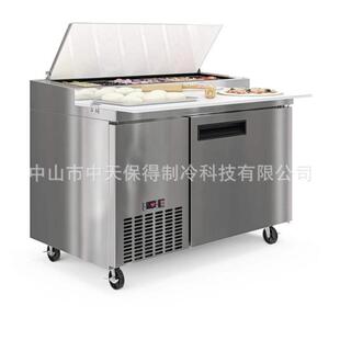 大理石台面披萨工作台商用厨房设备保鲜冷藏不锈钢沙拉台操作台
