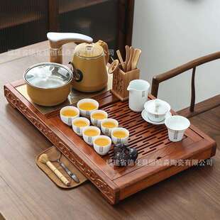 花梨木茶盘储水家用实木简约不锈钢沥水盘排水茶海茶托盘大号茶台