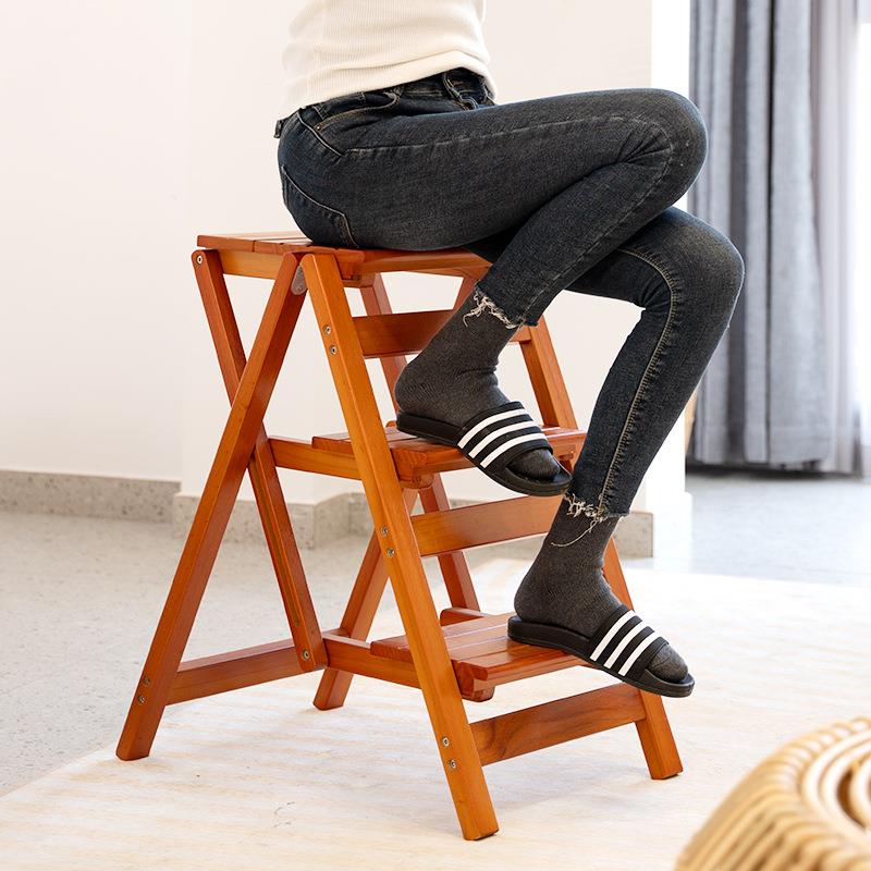 实木多功能折叠梯凳加厚防滑台阶凳家用登高储物多用便携收纳梯子