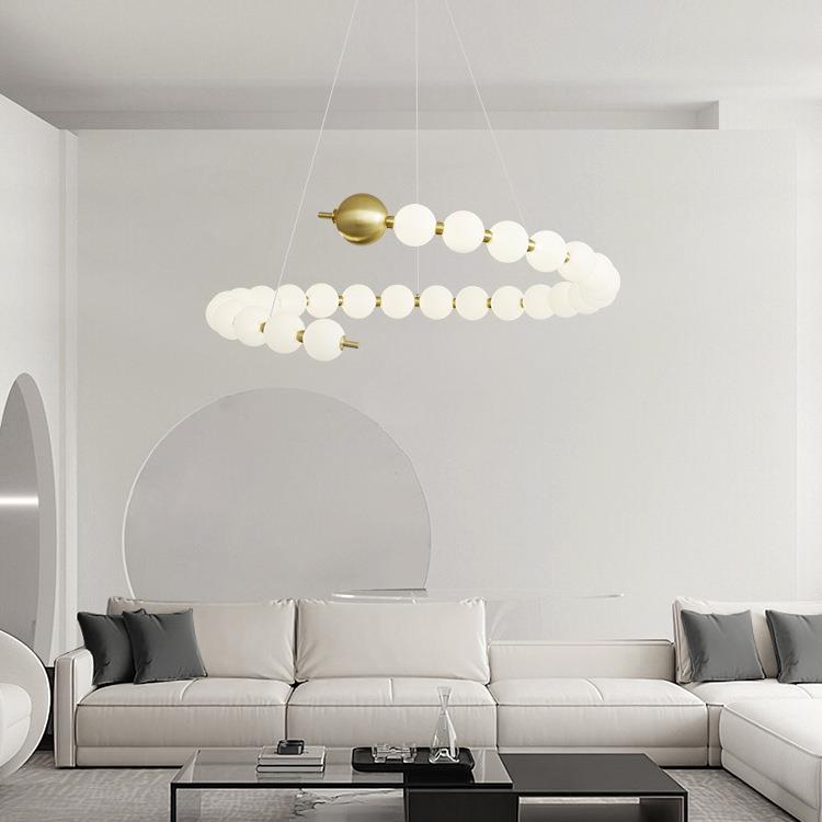 全铜客厅吊灯北欧魔豆分子灯珍珠泡泡餐厅吊灯现代简约卧室灯具