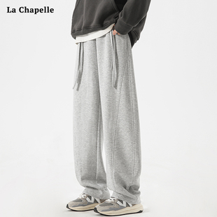 加绒加厚保暖宽松直筒卫裤 男2025秋冬季 子 休闲弯刀裤 拉夏贝尔美式