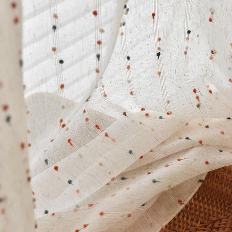 复古糖果纱 透光中古法式亚麻可爱儿童房窗帘卧室纱