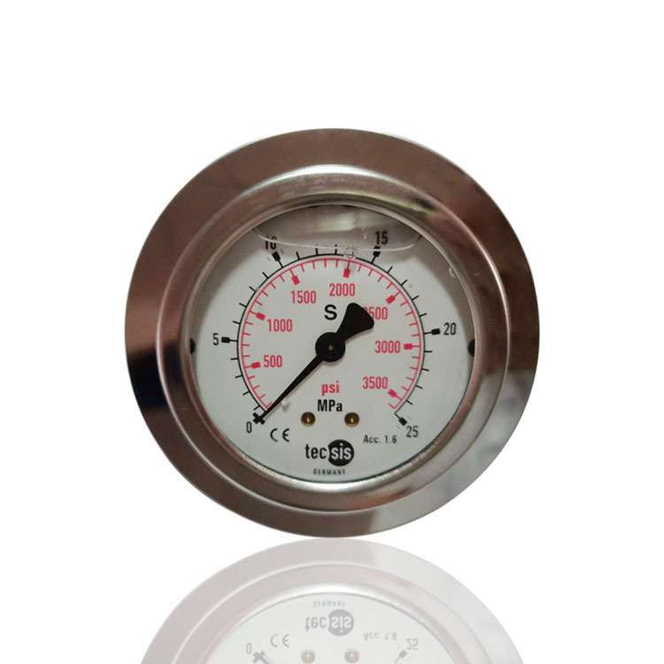 德国tecsis耐震压力表不锈钢充油轴向带前边带平夹25MPA 3500PSI