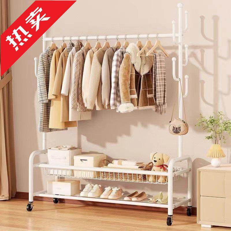 家用可移动卧室阳台挂衣服架子晾衣架落地室内宿舍简易轻奢衣帽架