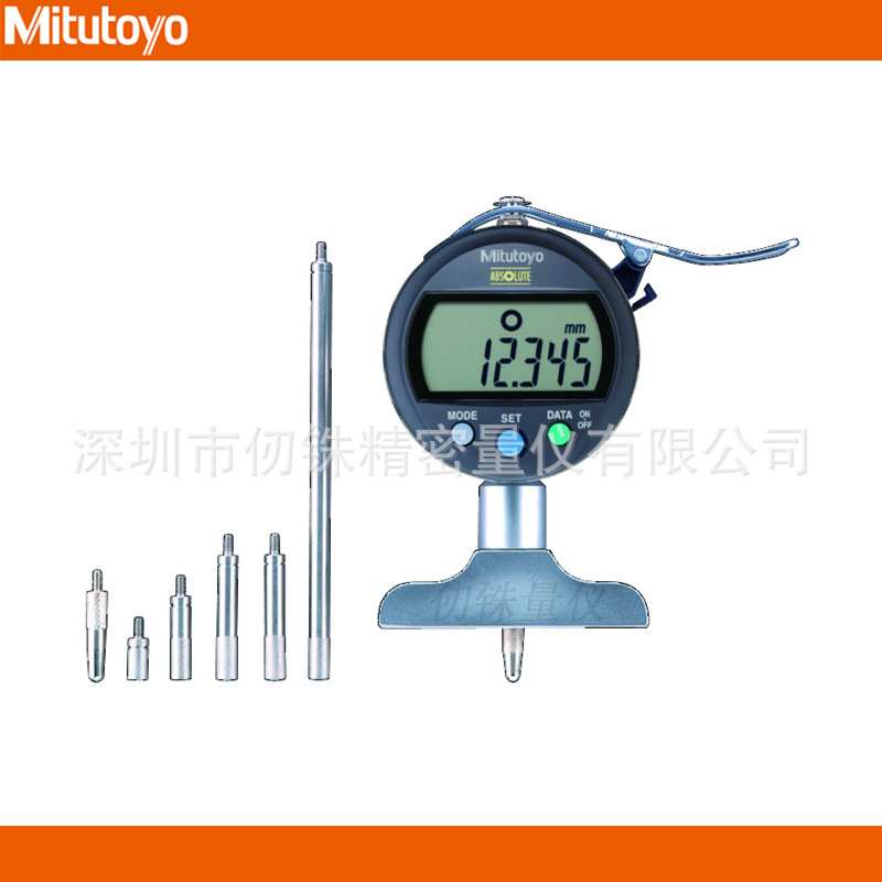 三丰547-251数显深度计547-257S带接长杆*5深度规0-200mm深度表