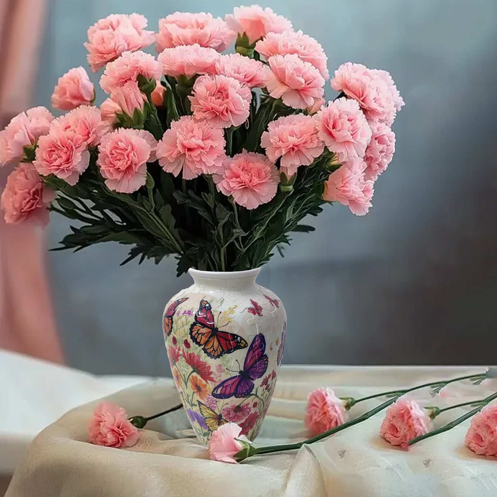 3D立体拼图花瓶积木摆件居家装饰品青花瓷花瓶客厅办公桌插花摆件图片