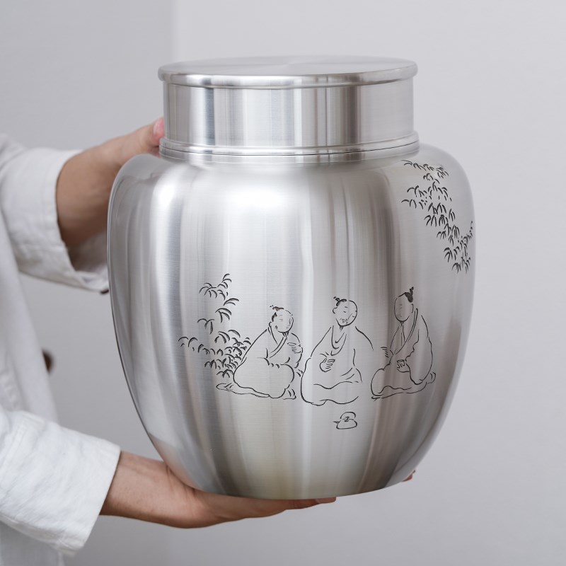 锡罐纯锡茶叶罐大号品茗茶仓家用金属密封罐储存罐手工锡制