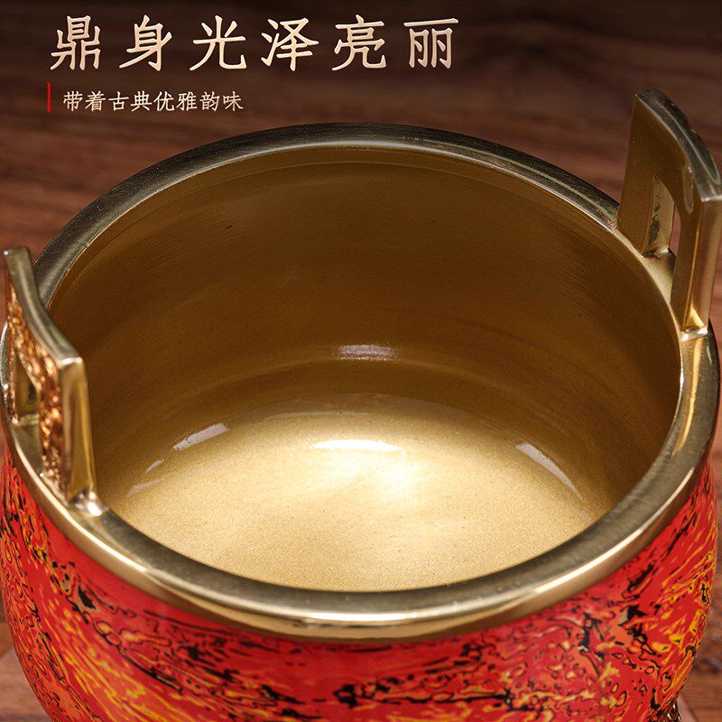 威弗列德工艺品财富聚宝鼎客厅办公室装饰开业礼品黄铜聚宝盆摆件