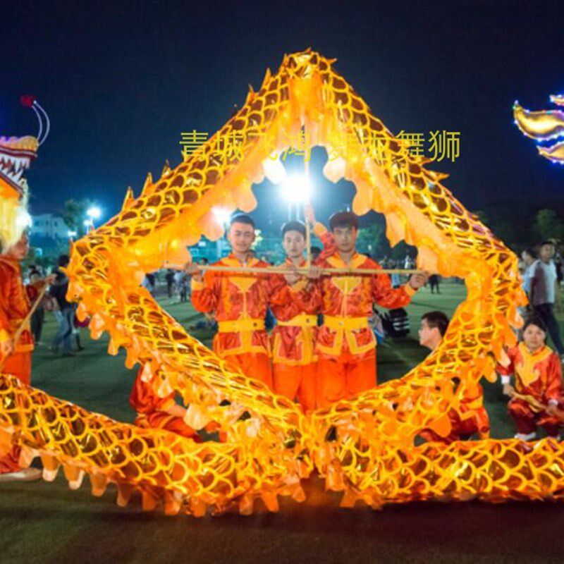 舞DLED灯光舞龙道牛津布烫金灯光龙 夜光  龙灯道具龙LE龙灯光龙