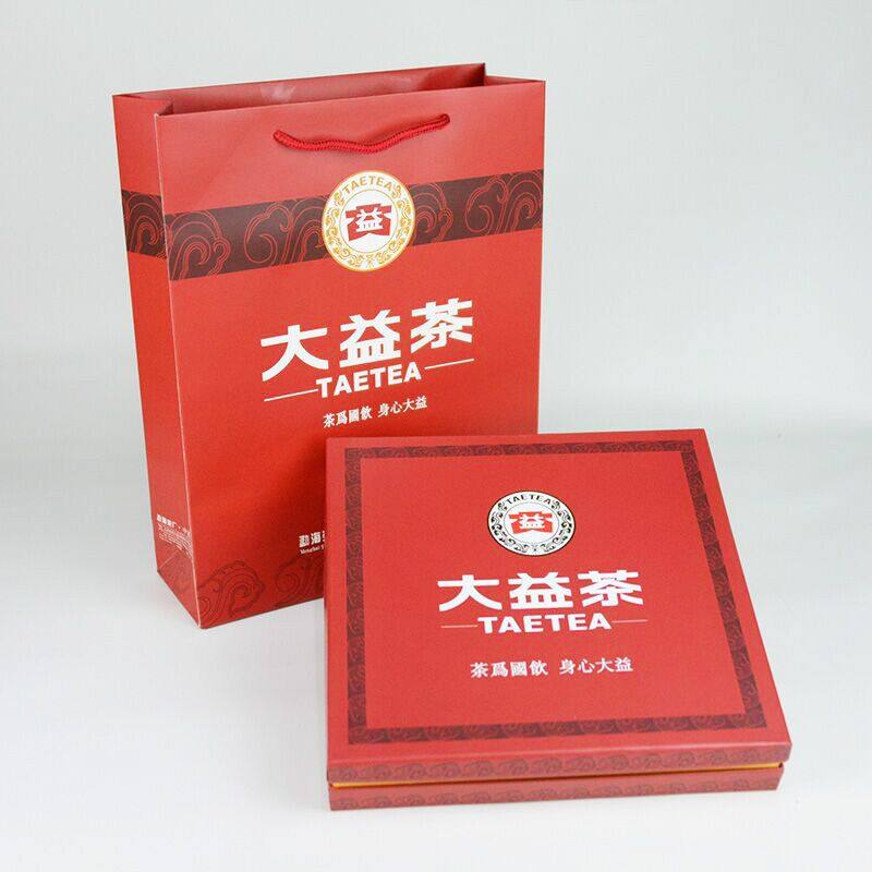 大美普洱茶益品盒357g茶饼精礼包装红色生熟饼通用空礼盒配手挽袋