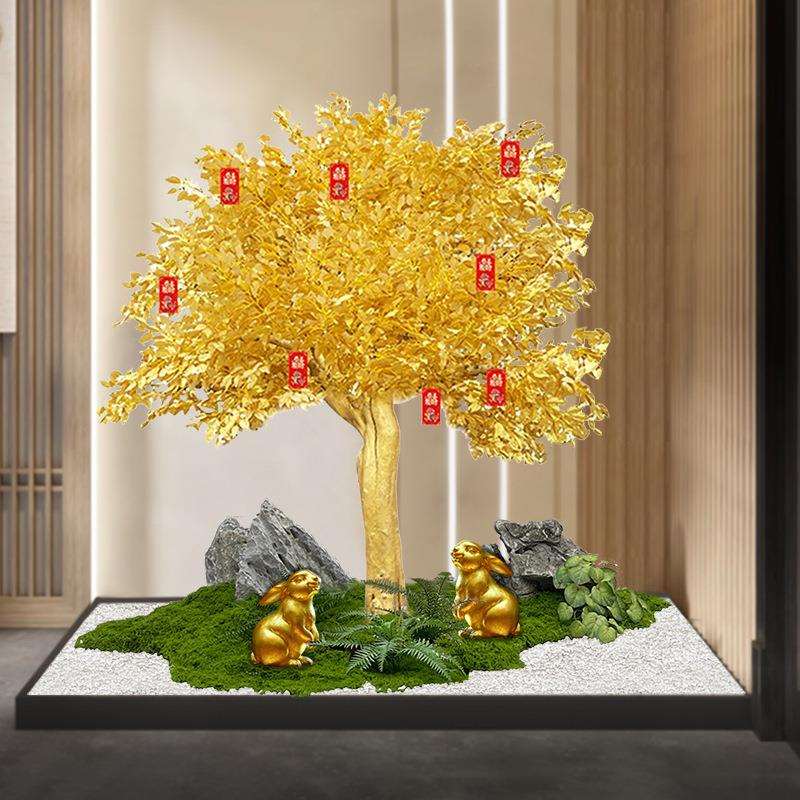 仿真金色树招财发财黄金树开业绿植摆件网红打卡公司年会橱窗布置