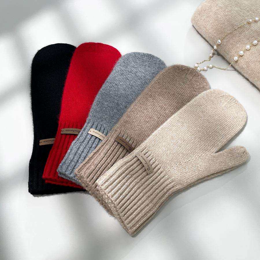 pure cashmere 纯山羊绒手套2023秋冬加厚针织保暖连指手套成人版
