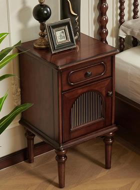 (FAS级桃花芯)法式床头柜全实木复古单抽屉木经典主卧室床边柜