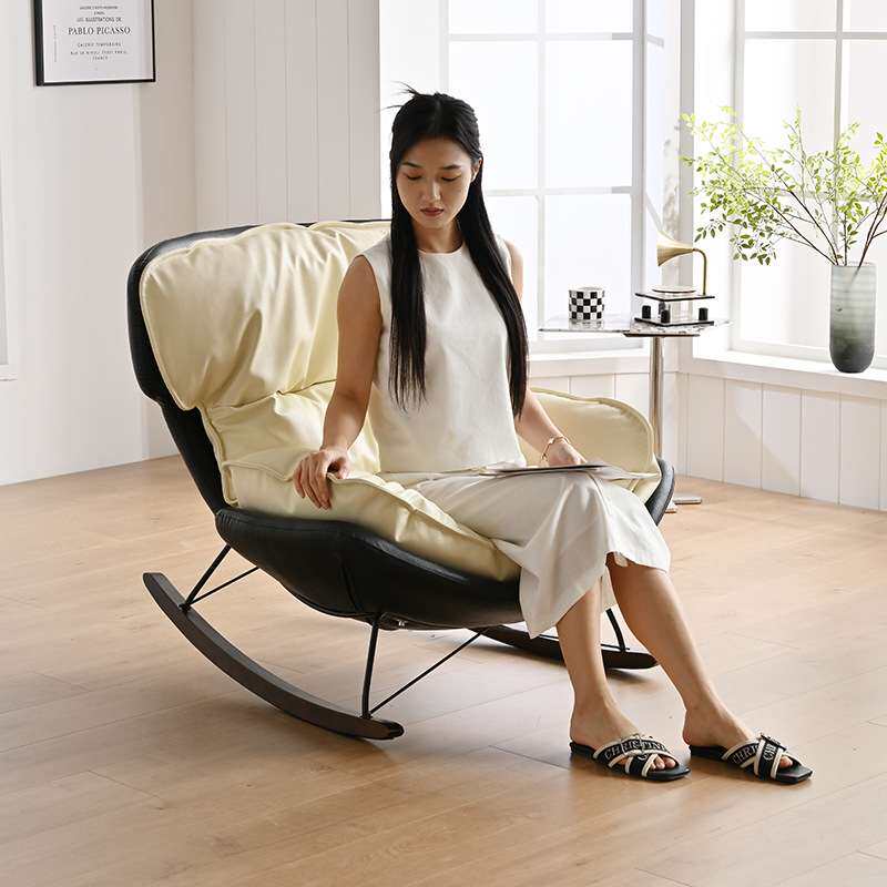 懒人沙发摇椅贵妃躺椅可躺可坐客厅懒人椅摇摇椅科技布猫爪皮摇椅