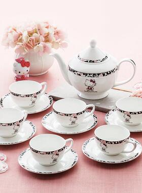 Hellokitty日式家用泡茶陶瓷茶具套装轻奢下午茶陶瓷13件套G