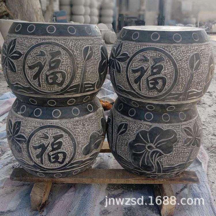 仿古雕刻石膏、石料工艺品 做旧石柱墩 古建石刻柱墩图