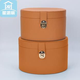 北欧简约样板房圆筒收纳盒装饰储物盒软装家居饰品装饰摆件收纳桶