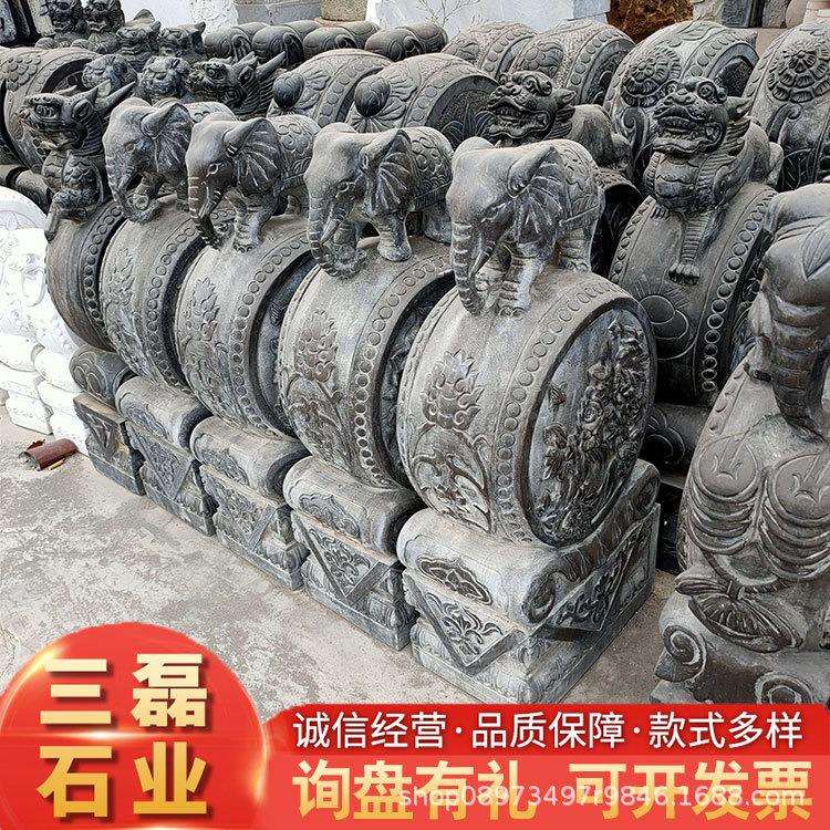 石雕门墩大象一对青石仿古做旧酒店庭院摆件家用门当户对抱鼓石鼓