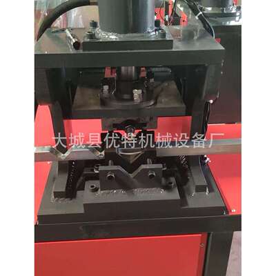 半自动液压方管45度角切角机铁板槽钢冲孔机 圆管倒角压扁打孔机