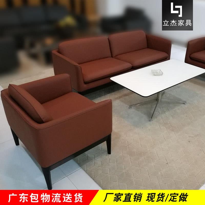 深圳公家具公沙发三人人组合现简约精致接待会客皮艺沙发