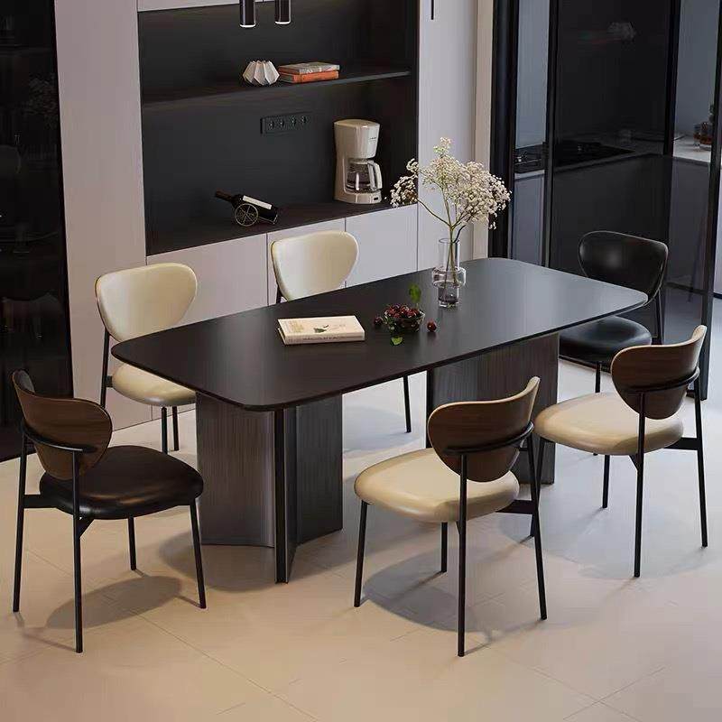 意式极简约现代黑色岩板餐桌椅组合复古长方形小户型家用吃饭桌子,电子元器件市场,其它元器件,淘宝优惠券,粉丝福利购,淘宝优惠卷