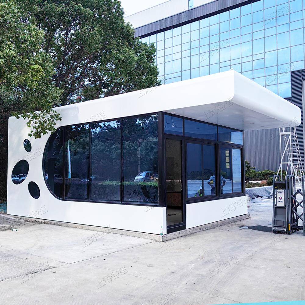 集成门卫室岗亭成品保安值班室移动门岗现代感时尚工厂门房间