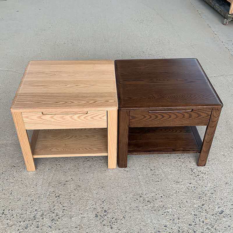 纯实木茶几沙发边几橡木角几北欧带抽屉边桌环保客厅方桌