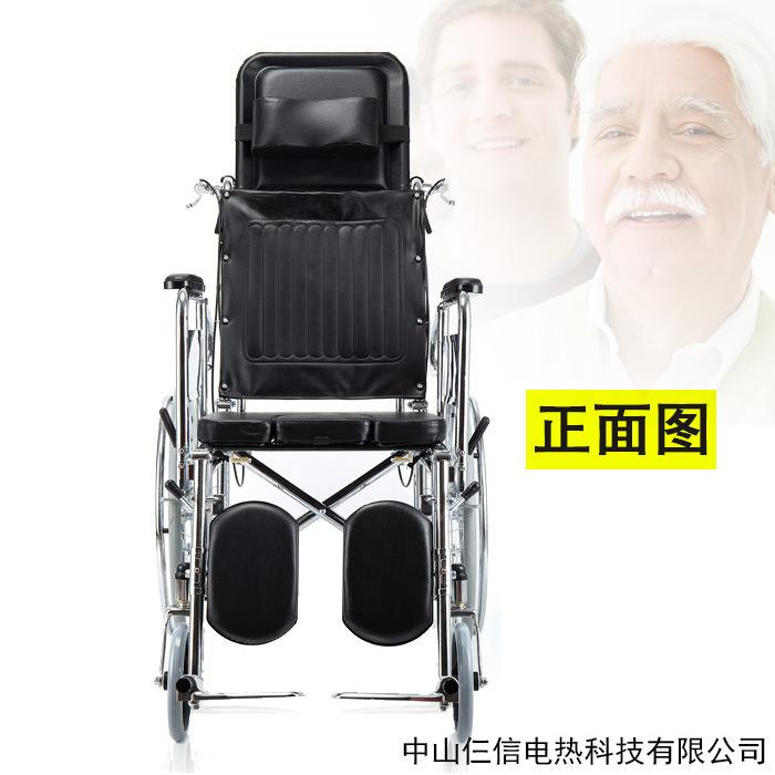 晶伴侣电镀不锈钢靠背带坐便器偏瘫中风中老年人手推步轮椅车