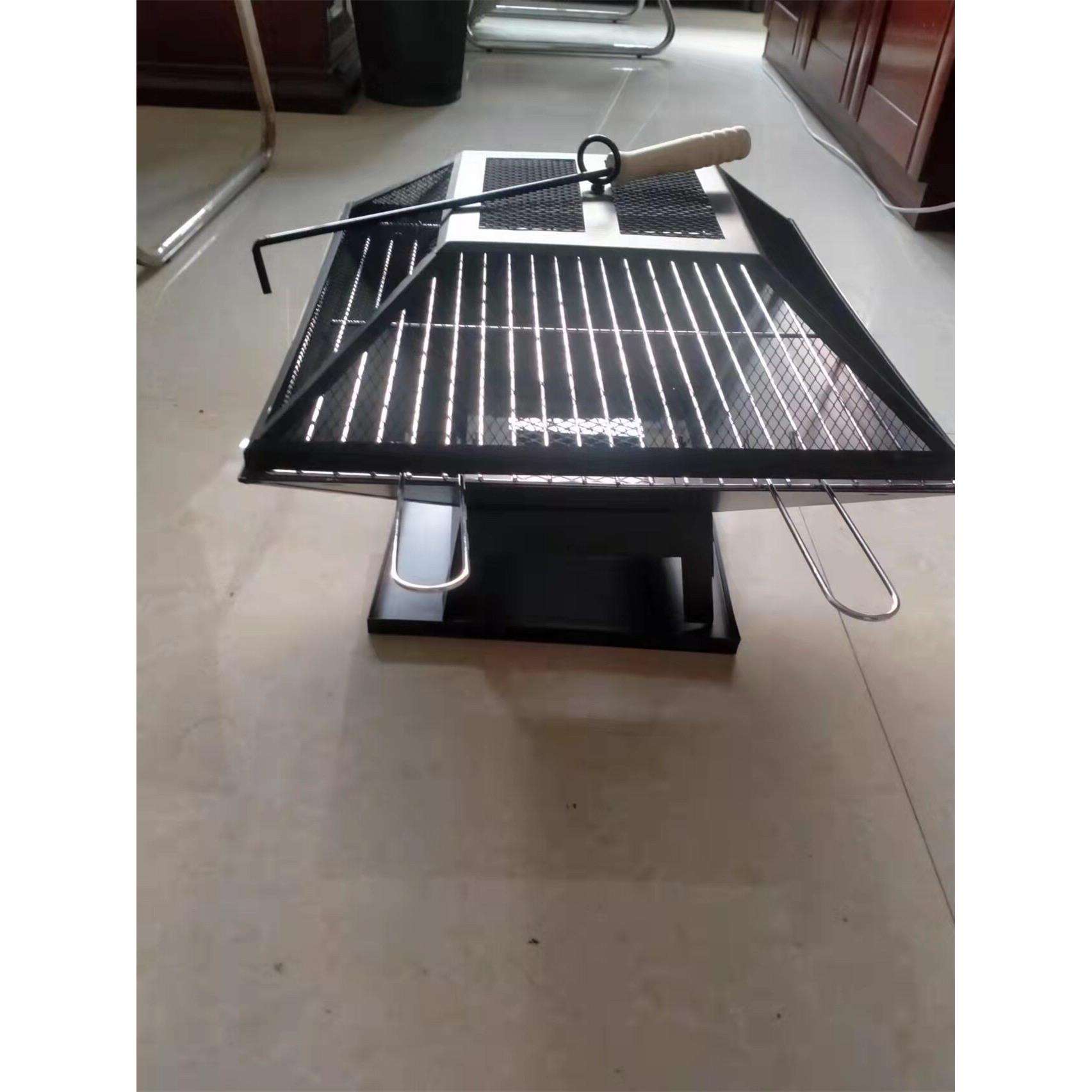 耐温方形篝火火盆柴火炉bbq烧烤户外取暖火炉便携炭盆烧烤架