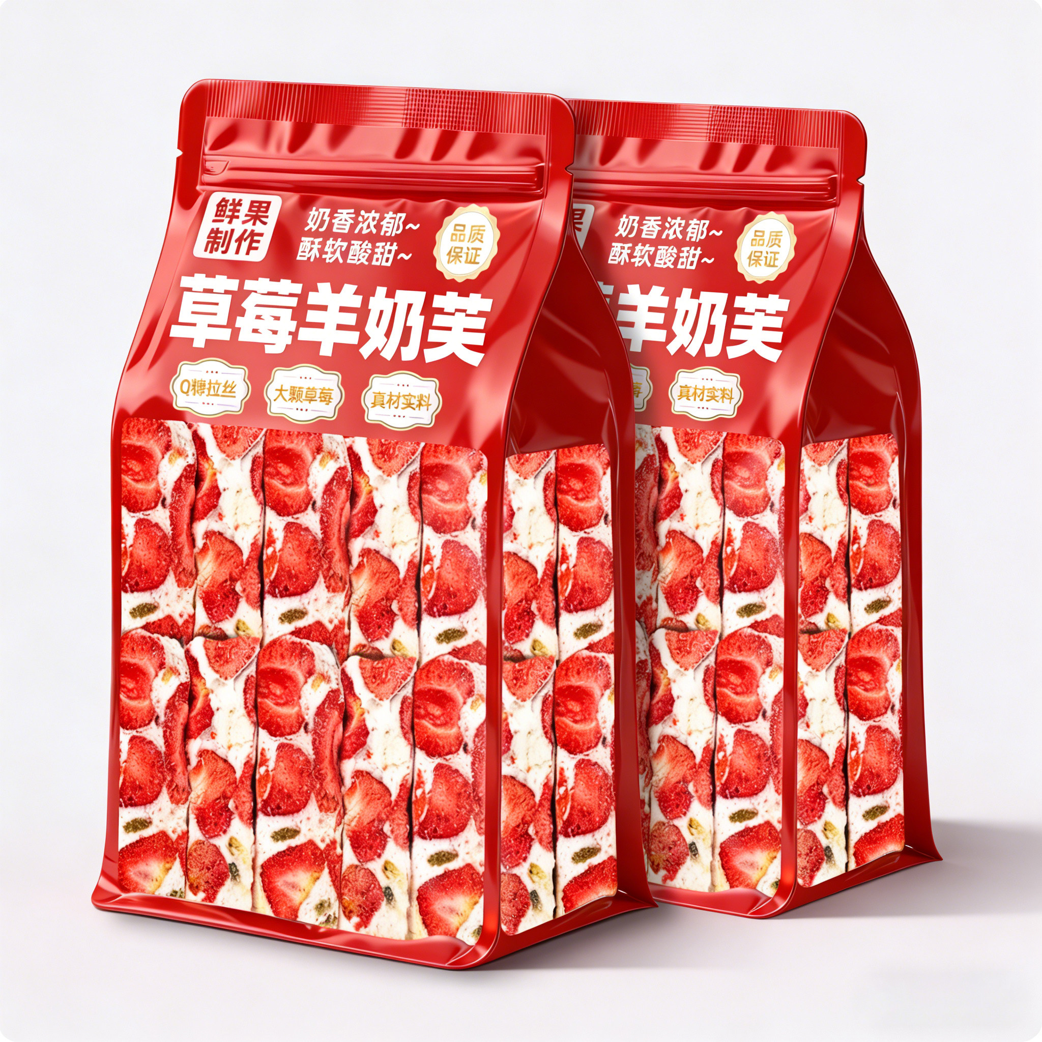 草莓羊奶芙官方旗舰店雪花酥网红拉丝长条独立包装蓝莓芒果抹茶