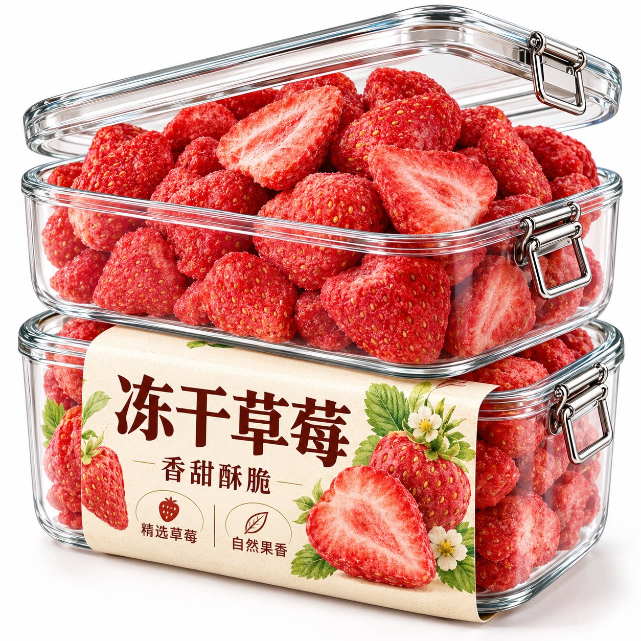 冻干草莓脆水果干独立包装罐装雪