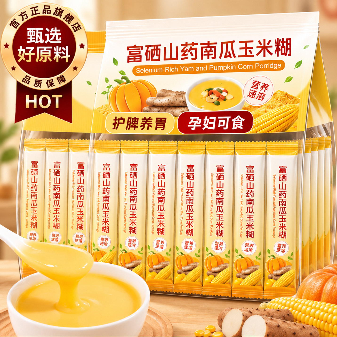 富硒山药南瓜玉米糊山西小米无添加孕妇可食养胃独立包装官方正品