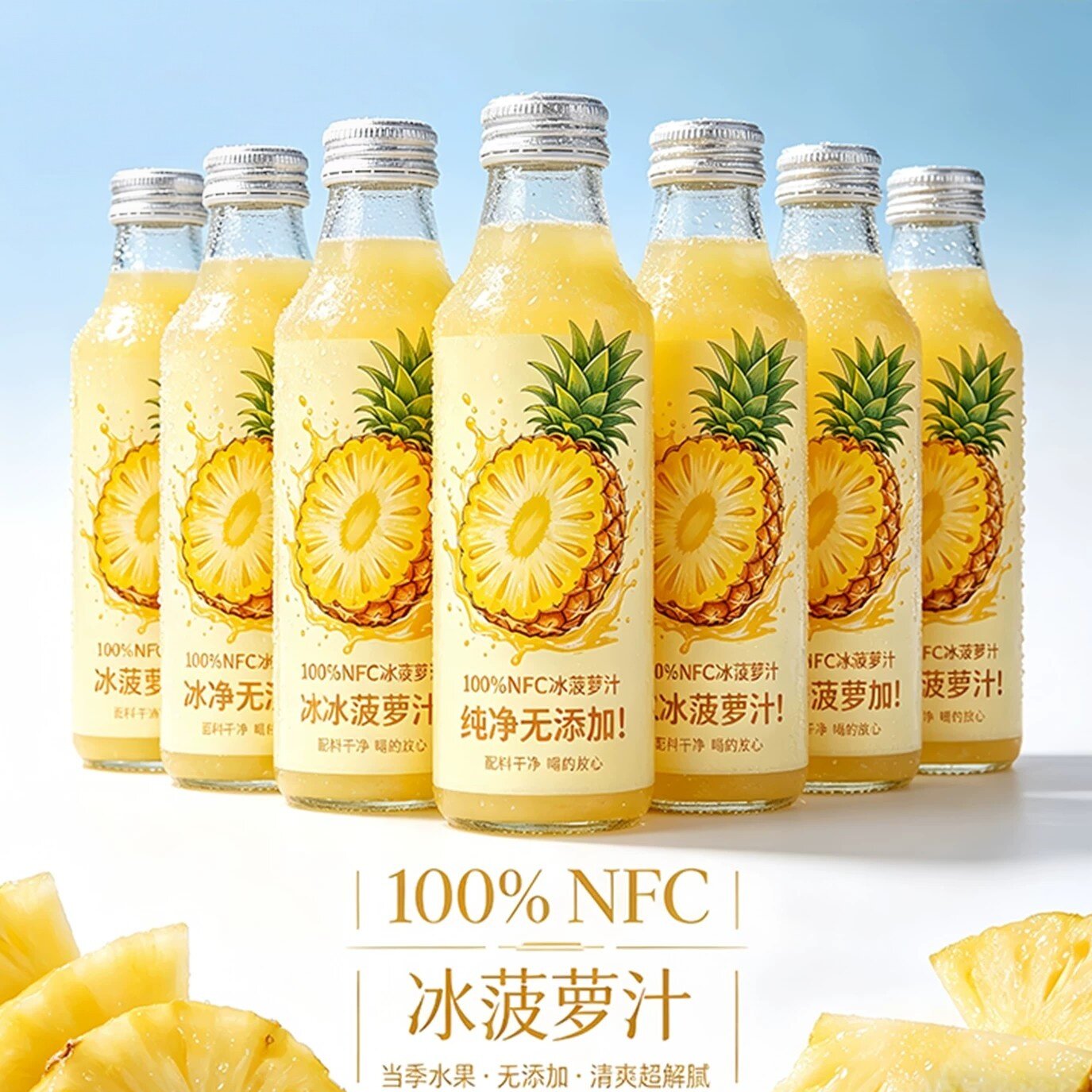 100%nfc菠萝汁浓缩正品冰菠萝汁无添加饮料整箱调酒商用纯果汁