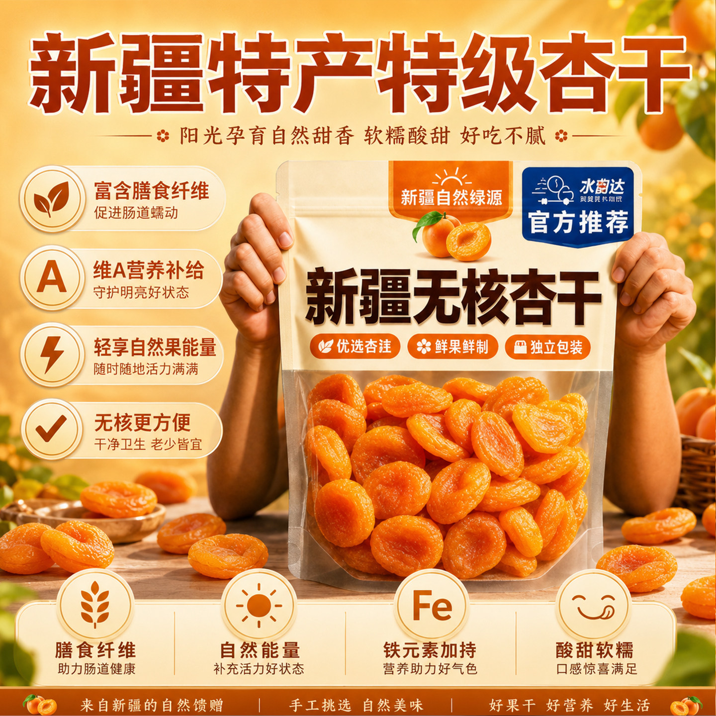 新疆特产天然特级杏干正宗吊干无核无添加无糖果脯孕妇官方旗舰店