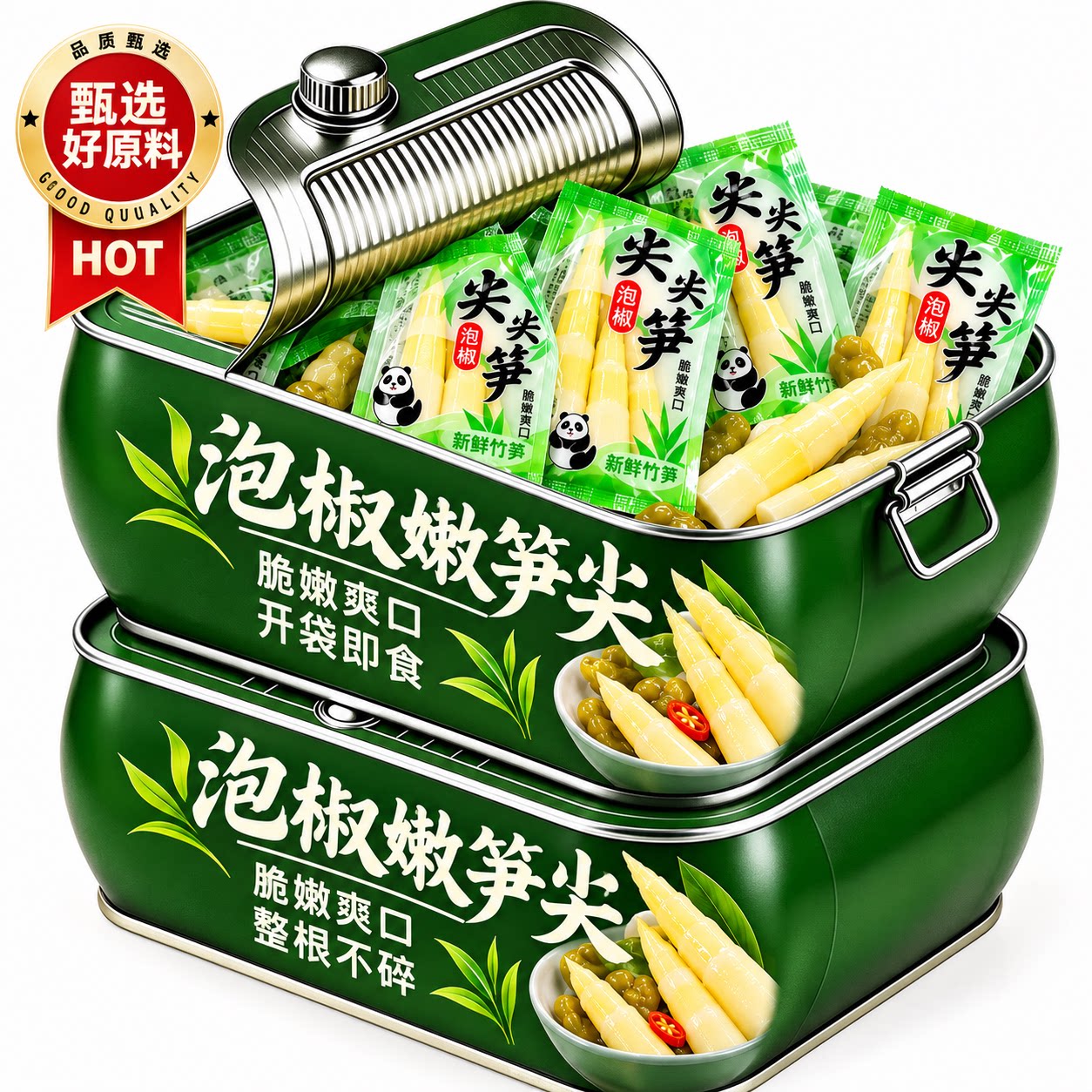 泡椒竹笋开袋即食新鲜嫩山椒酸辣脆笋片包装解馋小吃官方旗舰店