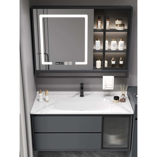 定 制岩板无缝盆洗手池洗脸台盆柜组合浴室柜75/85/95cm105厘米11