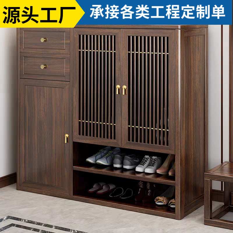 新中式乌金木鞋柜实木入户玄关柜客厅进门家用门口鞋架子储物柜