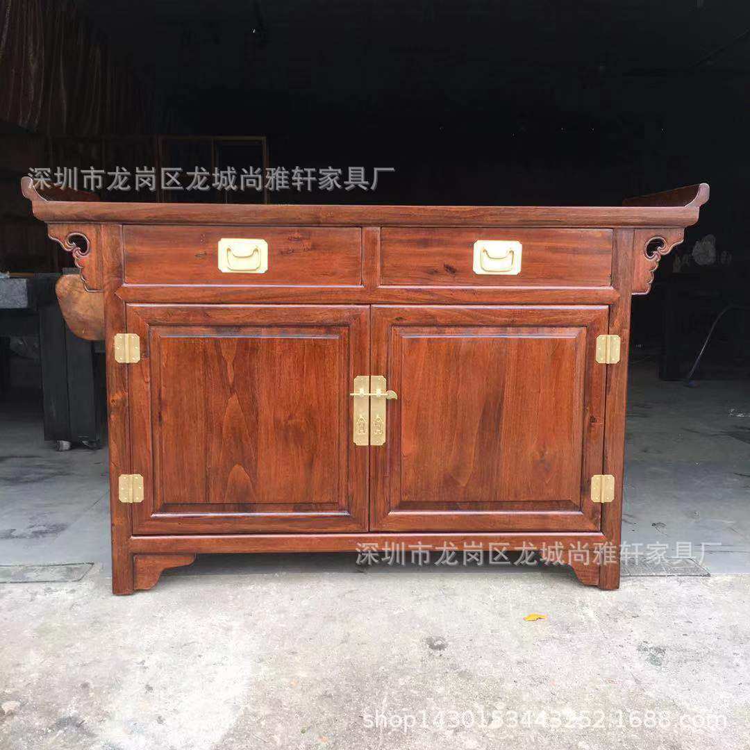 香樟木家具中式仿古翘头柜实木储物柜客厅门厅进门玄关柜明清家具