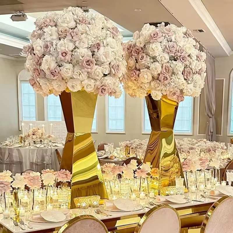 婚庆道具北欧不锈钢甜品台金属钻石花器大型商场婚礼酒店美陈布置