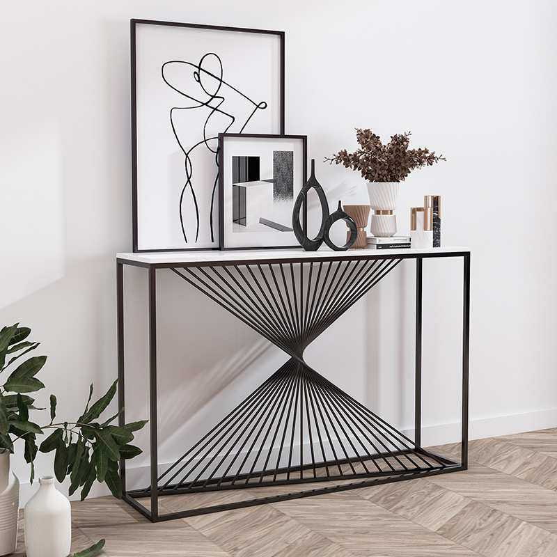 家用北欧大理石玄关桌子酒店餐厅靠墙过道置物架咖啡厅装饰长条桌