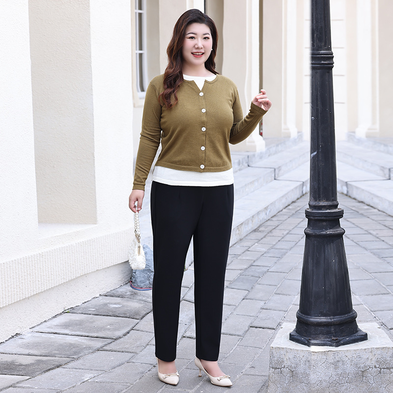 大码女装烟管裤2025冬季新款胖mm气质显瘦小脚裤时尚百搭休闲长裤