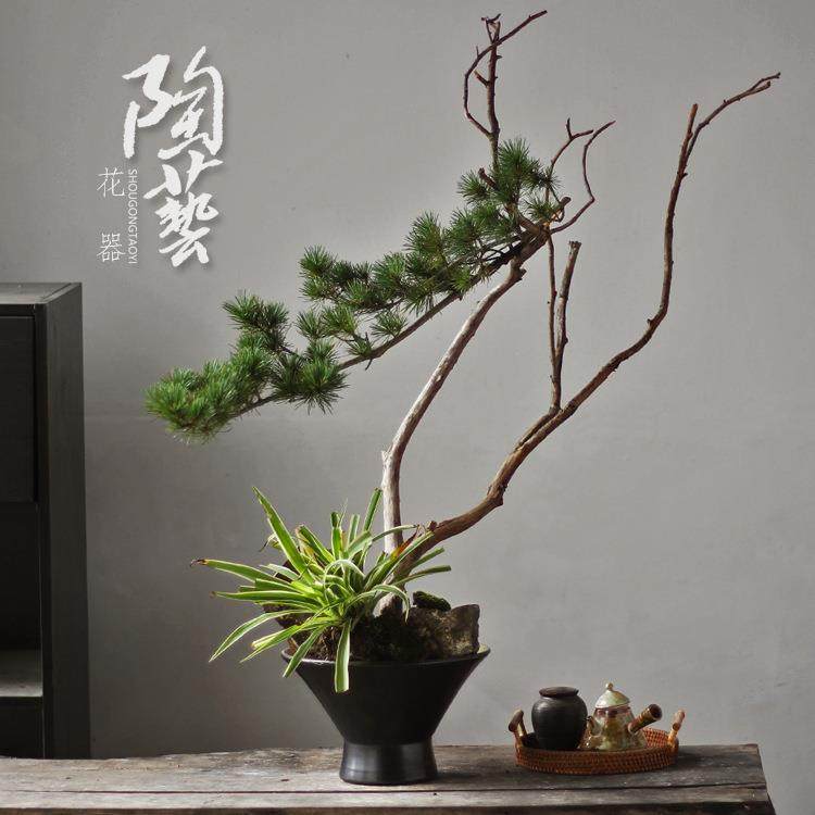 剑山插花器斗笠花器陶瓷花道碗花盆禅意插花器皿中式日式花艺小盆,鲜花速递/花卉仿真/绿植园艺,割草机/草坪机,淘宝优惠券,粉丝福利购,淘宝优惠卷