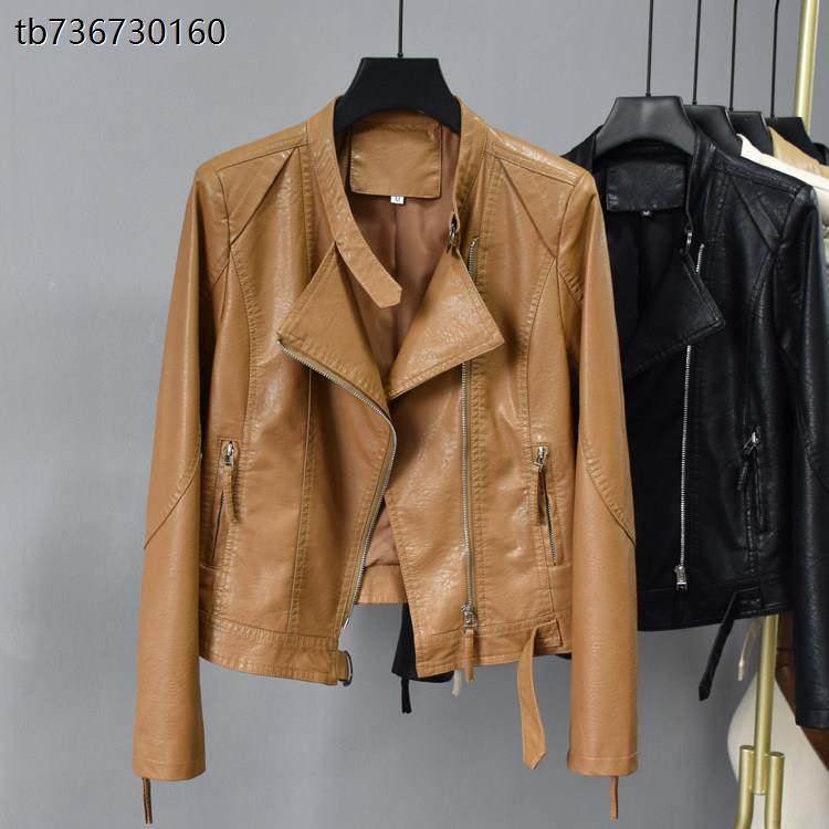 皮衣女2025秋装新款立领