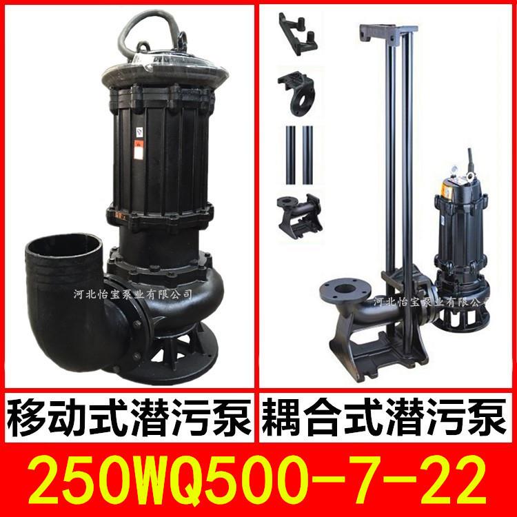 250WQ500-7-22KW潜水泵污水泵JYQW搅匀潜污泵排污雨水排涝泵10寸
