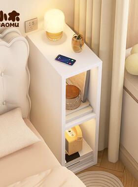 15cm床头柜床边超窄夹缝柜床尾极窄10cm小型收纳柜实木迷你窄边柜