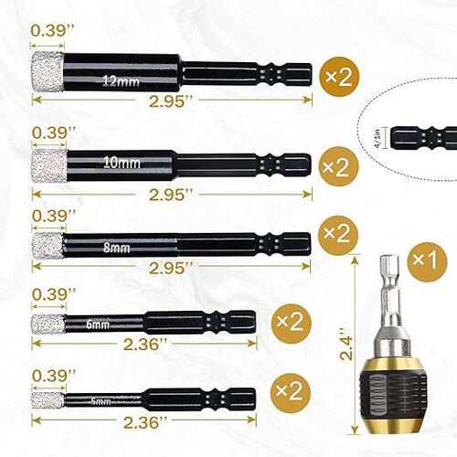 11PCS六角柄开孔器+六角柄大头弹出式快脱自锁接杆